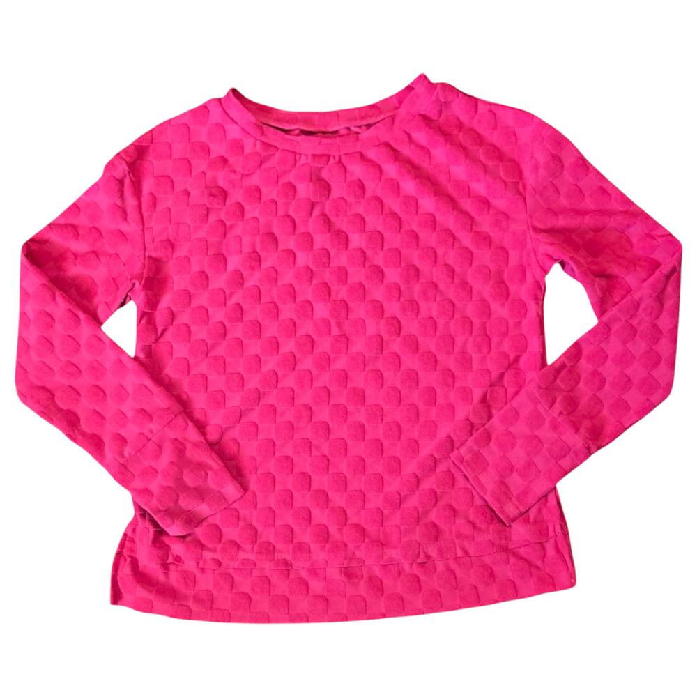 Long Sleeve Textured Hot Pink Shirt Size Large